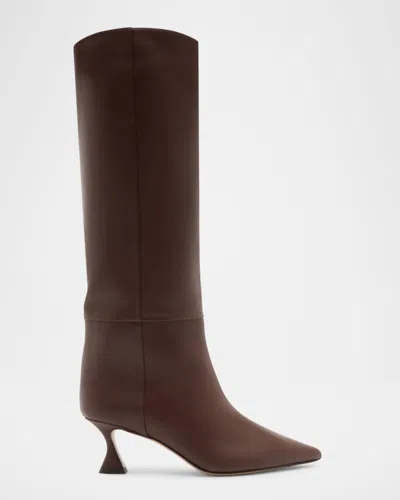 Alexandre Birman Brena Leather Knee Boots In Brown