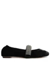 Alexandre Birman Camila Crystal-strap Velvet Ballet Pumps In Schwarz