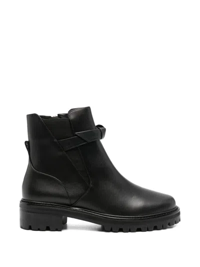 Alexandre Birman Clarice Knotted-strap Ankle Boots In Black