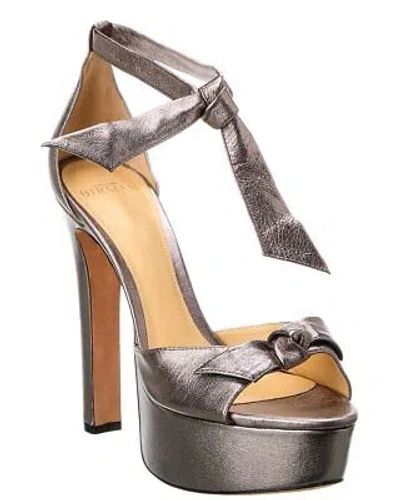 Pre-owned Alexandre Birman Clarita 125 Leather Platform Sandal Women's In Gray