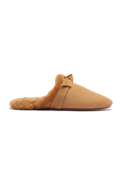 Alexandre Birman Clarita Babouche Shearling Mules In Brown