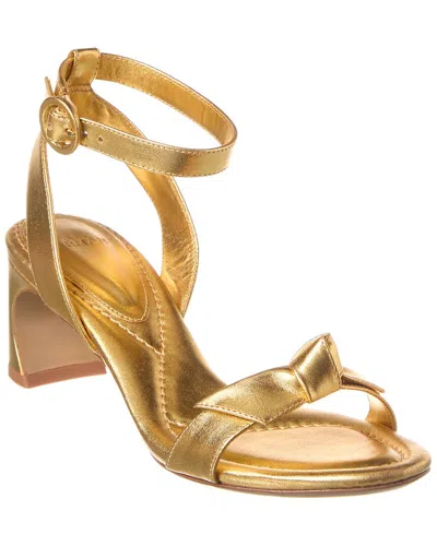 Alexandre Birman Clarita Bar Heel 60 Leather Sandal In Gold