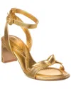 Alexandre Birman Clarita Bar Heel 60 Leather Sandal In Gold