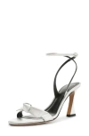 Alexandre Birman Clarita Bell 85mm Metallic Leather Sandals In Argento