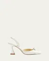 Alexandre Birman Clarita Bell Leather Bow Slingback Pumps In White
