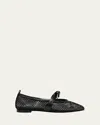 Alexandre Birman Slim Clarita Bow-strap Fishnet Ballerina Flats In Black