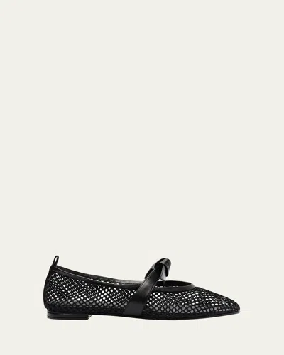 ALEXANDRE BIRMAN CLARITA BOW FISHNET BALLERINA FLATS
