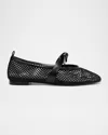 Alexandre Birman Slim Clarita Bow-strap Fishnet Ballerina Flats In Black