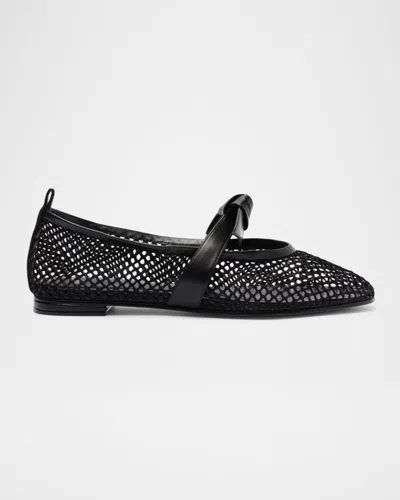 ALEXANDRE BIRMAN CLARITA BOW FISHNET BALLERINA FLATS