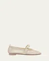 Alexandre Birman Slim Clarita Fishnet Mary Jane Ballet Flat In Dove