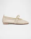 Alexandre Birman Slim Clarita Fishnet Mary Jane Ballet Flat In Dove