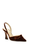 Alexandre Birman Clarita Bow Pointed Toe Slingback Sandal In Brown