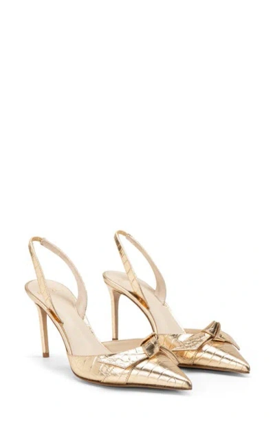 Alexandre Birman Clarita Croc Embossed Pointed Toe Slingback Pump In Argento