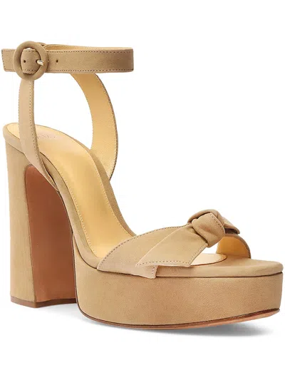 Alexandre Birman Clarita Curve Womens Suede Square Toe Platform Heels In Beige