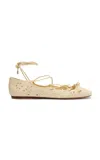 Alexandre Birman Clarita Embroidered Raffia Flats In Yellow