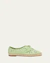 Alexandre Birman Clarita Eyelet Raffia Leather-knot Espadrilles In Retro Green