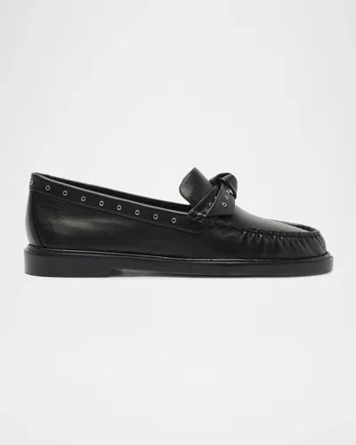 Alexandre Birman Clarita Grommet Leather Loafers In Black