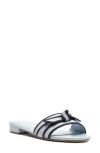 Alexandre Birman Grosgrain-trim Raffia Mules In Serene Blue/oceana