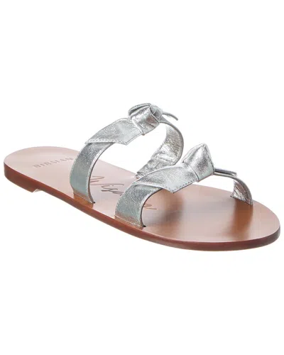 Alexandre Birman Clarita Holiday Season Leather Flat Sandal In Silver