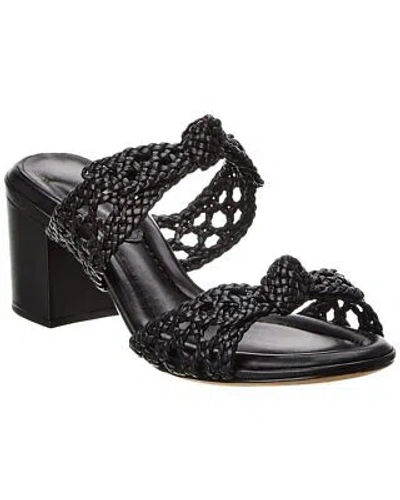Pre-owned Alexandre Birman Clarita Intreccio 60 Doppia Solet Leather Sandal Women's Black