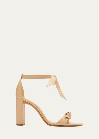 Alexandre Birman Clarita Leather Ankle-tie Sandals In Neutral