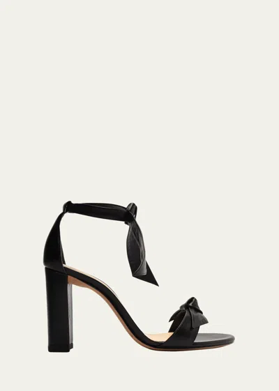 Alexandre Birman Clarita Leather Bow Ankle-strap Sandals In Black