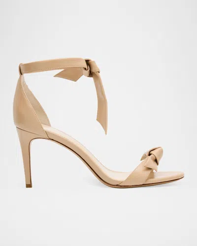 Alexandre Birman Clarita Leather Bow Ankle-strap Sandals In Nude
