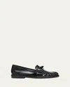 Alexandre Birman Clarita Leather Bow Loafers In Black