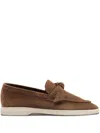 Alexandre Birman Calrita Suede Knotted Loafers In Brown