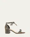 Alexandre Birman Clarita Metallic Ankle-bow Sandals In Silver