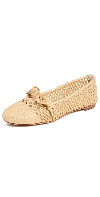 Alexandre Birman Clarita Raffia Ballerina Flats Natural