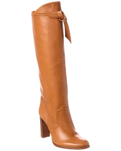 Alexandre Birman Clarita Saddlery 90 Leather Knee-high Boot In Camel