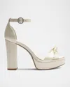 Alexandre Birman Clarita Satin Platform Block-heel Sandals In White