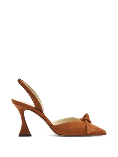 Alexandre Birman 85mm Clarita Suede Slingback Pumps In Brown