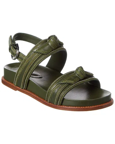 Alexandre Birman Clarita Sport Leather Sandal In Green