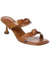 Alexandre Birman Clarita Square Flare 60 Leather Sandal In Brown