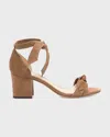 Alexandre Birman Clarita Suede Block-heel Sandals In Cameo