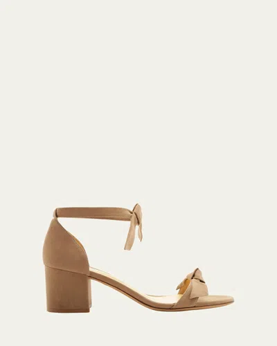 Alexandre Birman Clarita Suede Block-heel Sandals In Nude