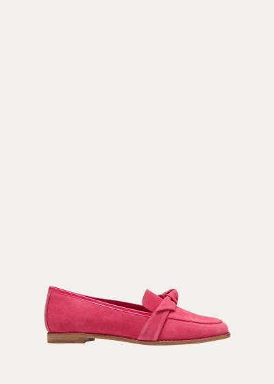 Alexandre Birman Clarita Suede Knotted Bow Loafers In Amazonica