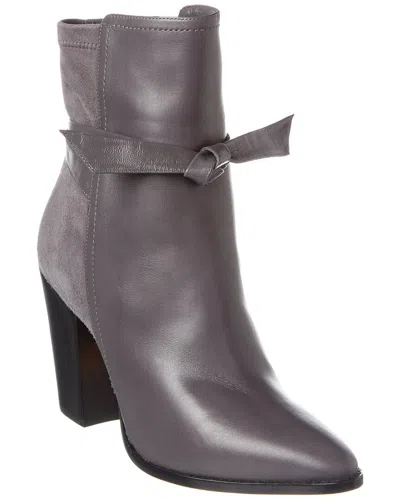 Alexandre Birman Clarita Tie 90 Leather & Suede Bootie In Grey