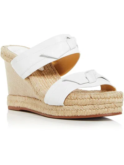 Alexandre Birman Clarita Womens Leather Slip On Wedge Sandals In White