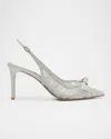Alexandre Birman Classic Clarita Lace Slingback Pumps In Silver