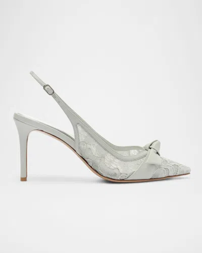 Alexandre Birman Classic Clarita Lace Slingback Pumps In Silver