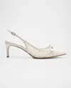 Alexandre Birman Classic Clarita Lace Slingback Pumps In White