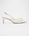 Alexandre Birman Classic Clarita Satin Slingback Pumps In White