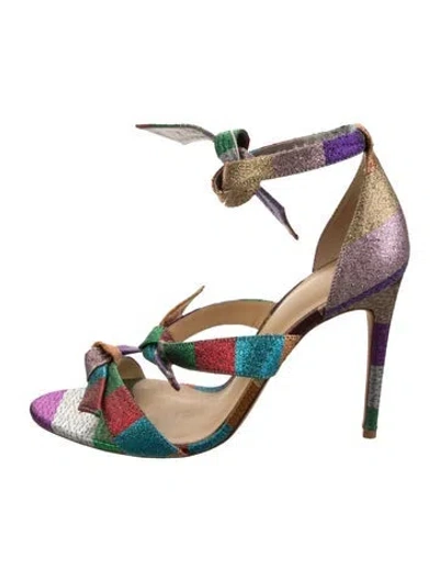 Pre-owned Alexandre Birman Colorblock Pattern Glitter Accents Sandals In Metallic
