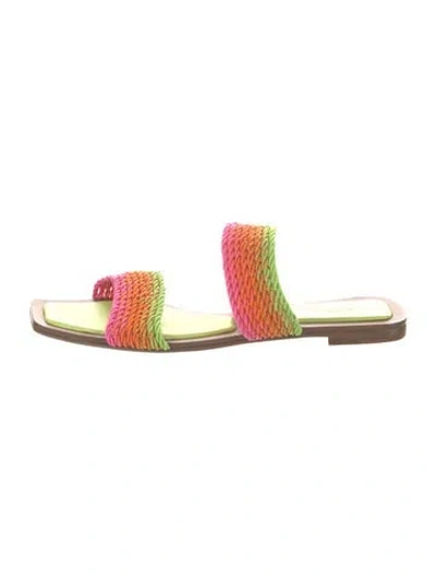 Pre-owned Alexandre Birman Colorblock Pattern Slides In Green