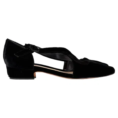 Alexandre Birman Criscross Flats In Black Velvet