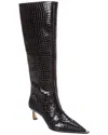 Alexandre Birman Croc-embossed Patent Knee-high Boot In Black