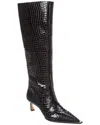 Alexandre Birman Croc-embossed Patent Knee-high Boot In Black